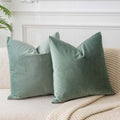 Juspurbet Sage Velvet Throw Pillow Covers 18X18 Inch Set Of 2 For Living Room Couch Sofa Bedroom Decorative Square Solid Soft Cu
