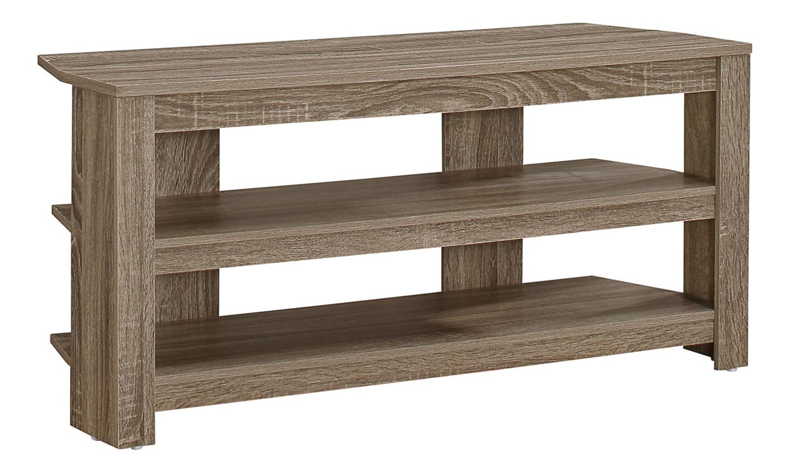 Monarch Specialties I 2569 Tv Stand, 42 Inch, Console, Media Entertainment Center, Storage Shelves, Living Room, Bedroom, Laminate, Brown, Contemporary, Modern