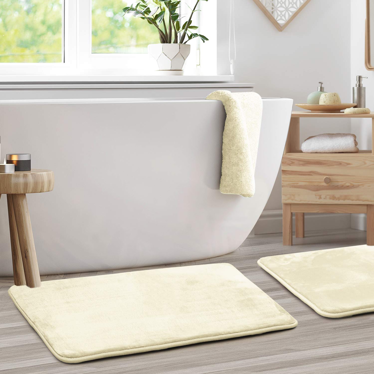 Clara Clark Bath Mat Set - Memory Foam Bath Mat - Soft Bathroom Rug - Non Slip and Super Absorbent - Fast Drying Machine Washabl