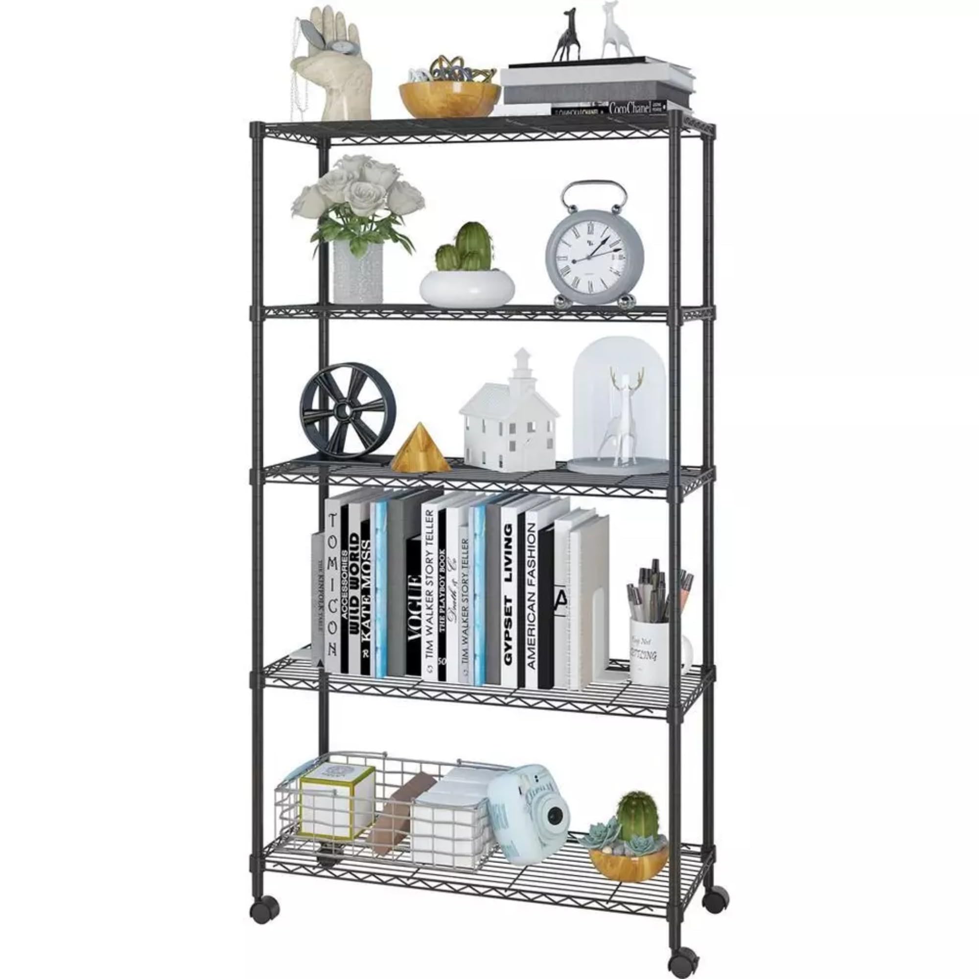Storack 5Shelf Heavy Duty Rack Heights Adjustable Storage Rack/Kitchen Organiser Free Standing Multi Purpose Rack 30X14X60Inch