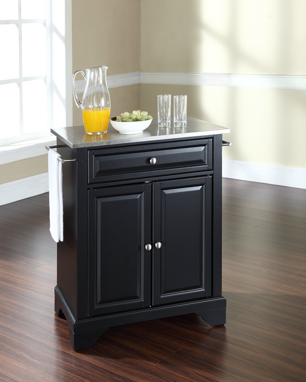 Crosley Furniture Lafayette Cuisine Kitchen Island With Solid Grey Granite Top - Classic Cherry