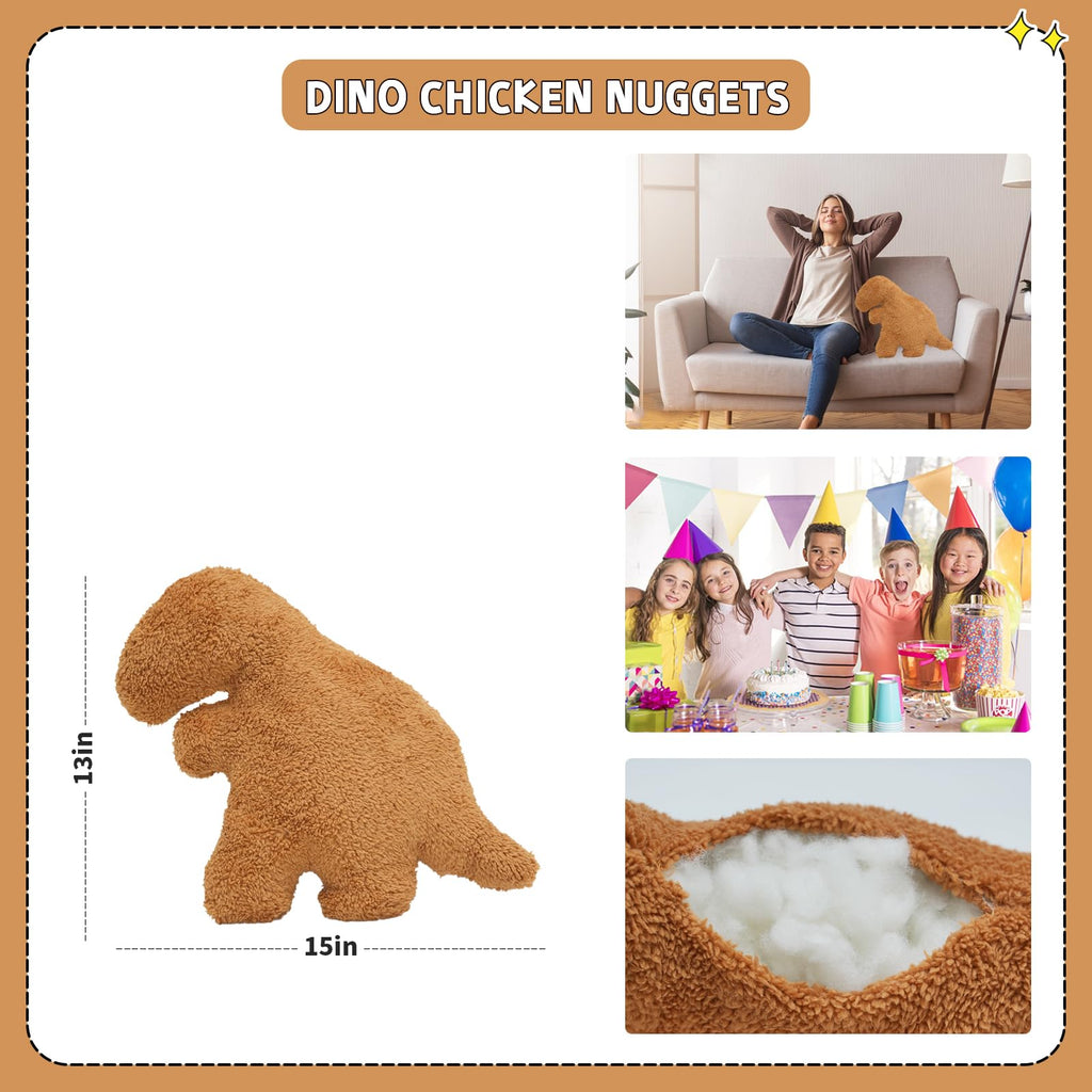 Tvvpgg Dino Nugget Plush,15 In Dino Nugget Pillow Stuffed Toy, Funny Dino Chicken Nuggets Pillow Gifts For Kids Adults Girlfrien