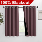 Nicetown Warm Curtains For Winter, Bedroom Full Blackout Curtain Panels, Great Job For Blocking Light, Complete Blackout Draperies With Black Liner For Night Shift (Dry Rose, Set Of 2, 46 By 54-Inch)