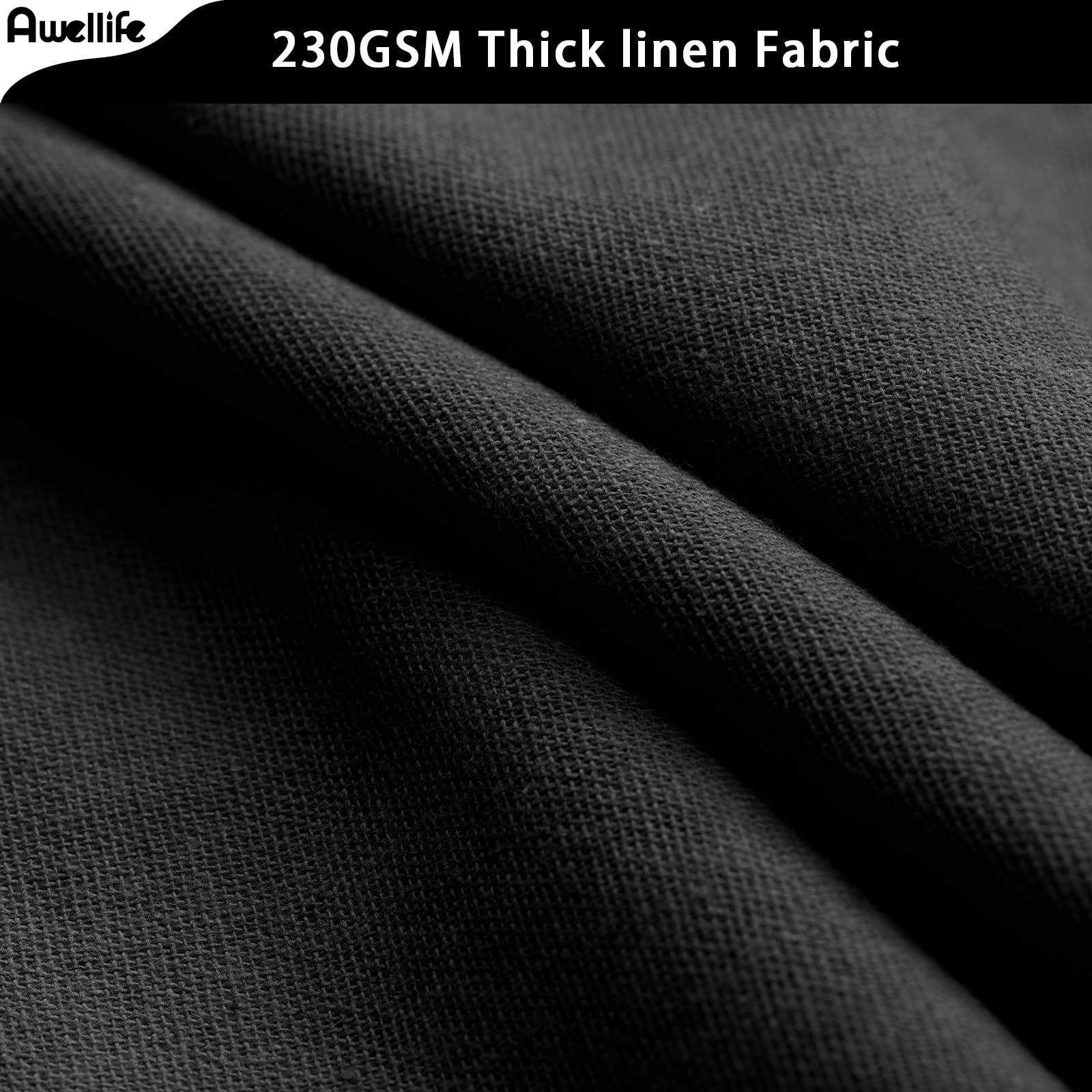 Awellife Extra Long Black Shower Curtain 84 Inch Length Shower Curtain For Bathroom Natural Cotton Cloth Fabric 72' W X 84' L