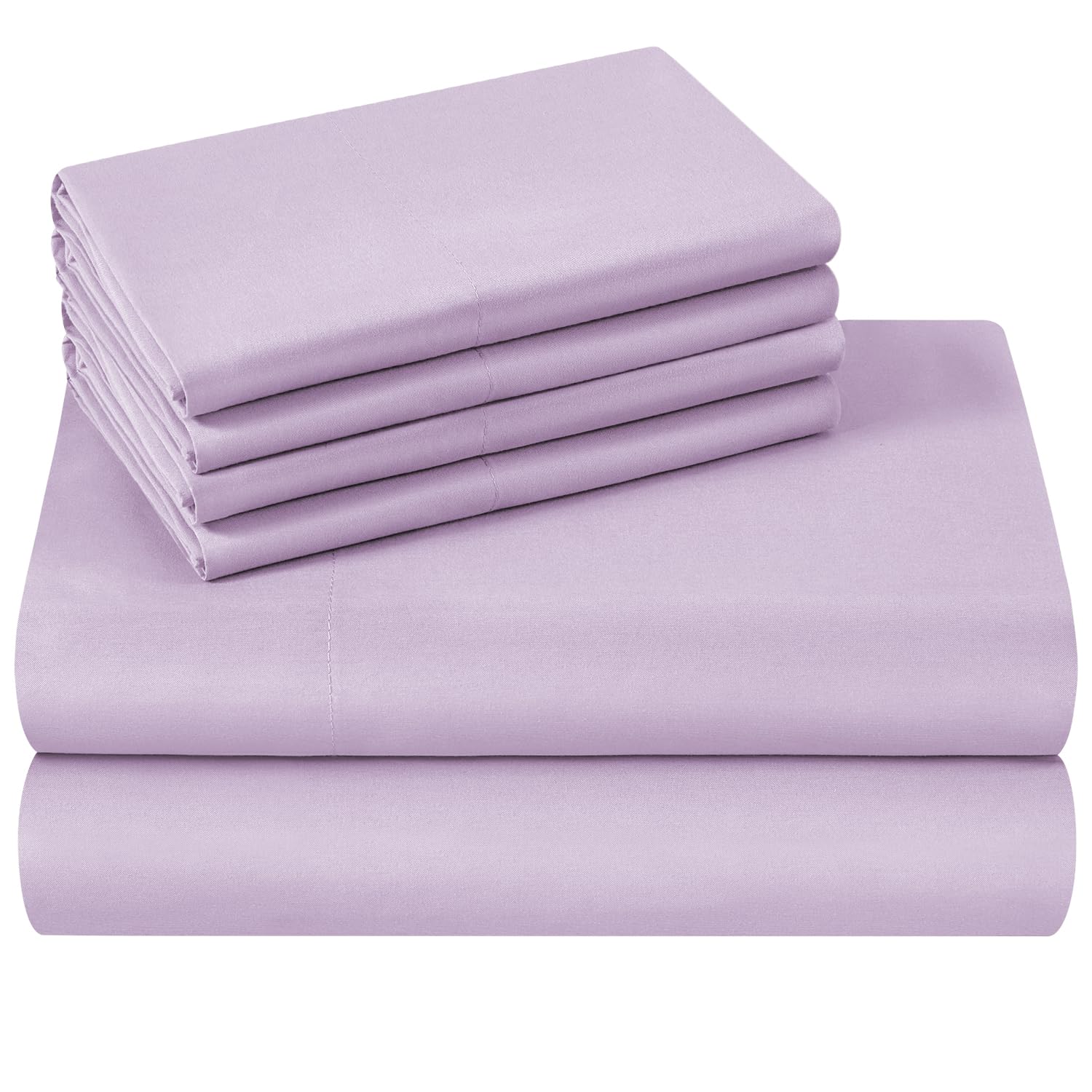 Homeideas Queen Size Bed Sheets - 6 Piece Set (Lavender) - Extra Soft Brushed Microfiber 1800 Bedding Sheets, Deep Pocket, Wrink