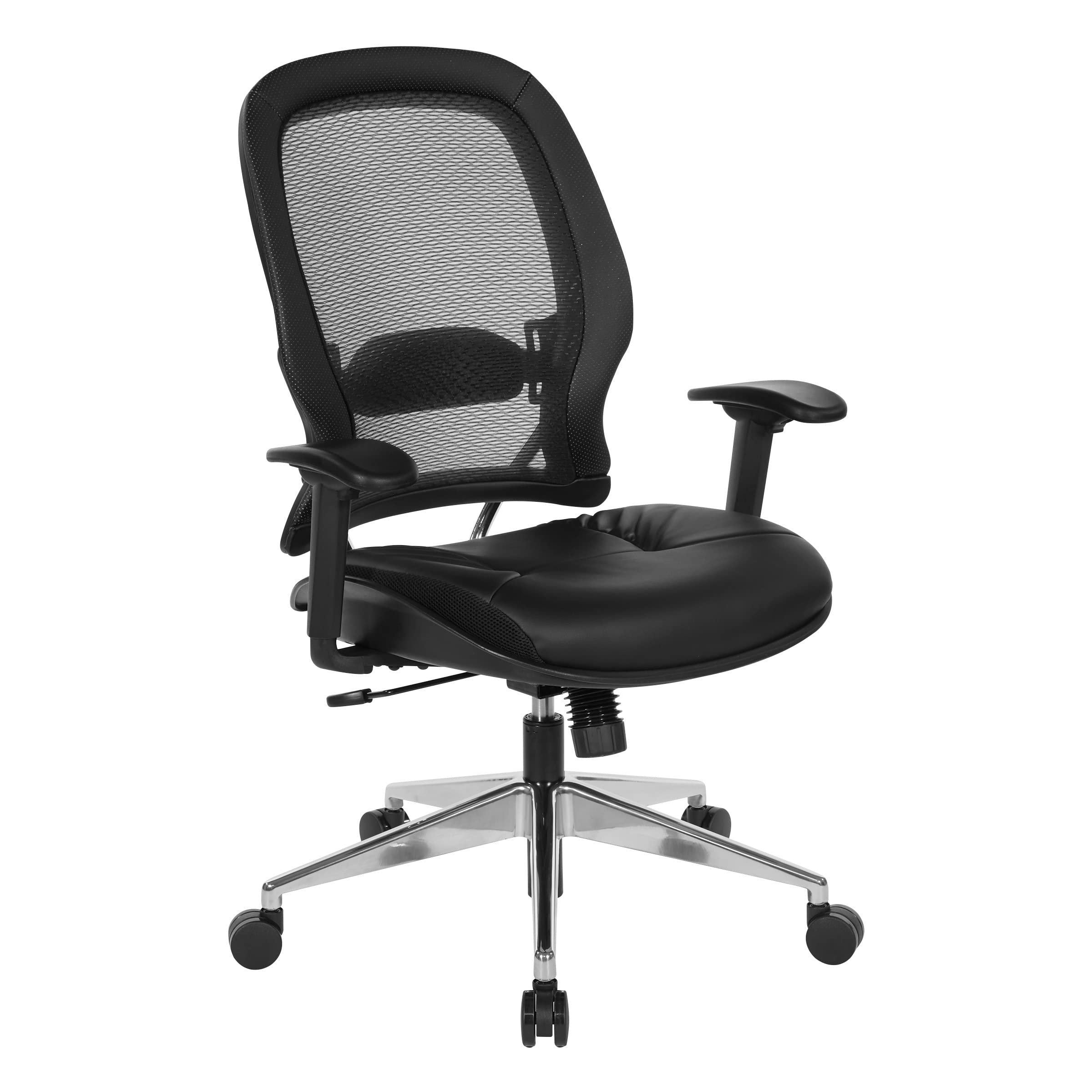 Space Seating 335 Series Professional Air Grid Back Adjustable Office Chair with Thick Padded Bonded Leather Seat and Heavy Duty