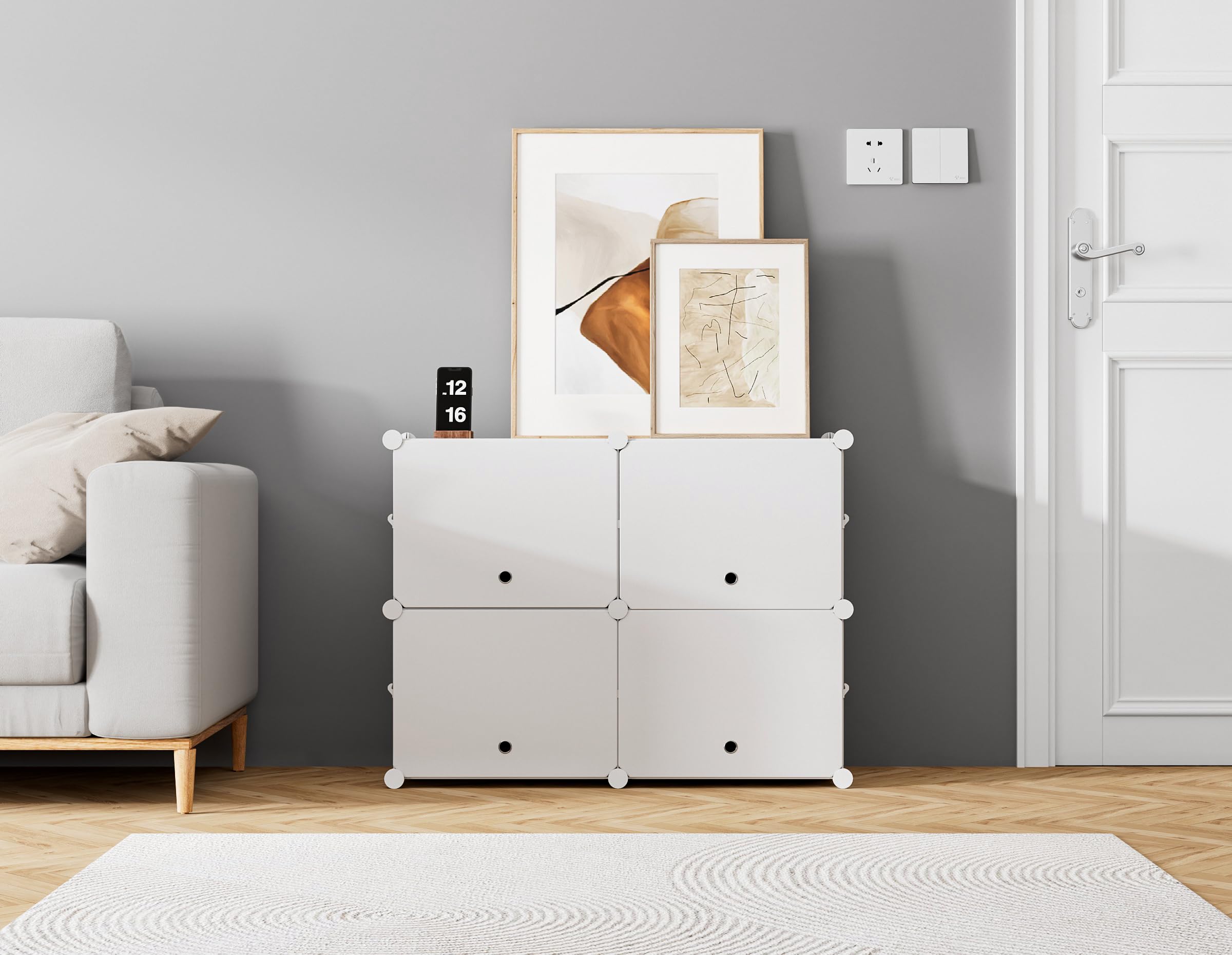 Homidec Shoe Rack, 4 Tier Shoe Storage Cabinet 16 Pair Plastic Shoe Shelves Organizer For Closet Hallway Bedroom Entryway