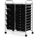 GOFLAME 15-Drawer Rolling Storage Cart, Multipurpose Movable Organizer Cart, Utility Cart for Home, Office, School, Hot Pink