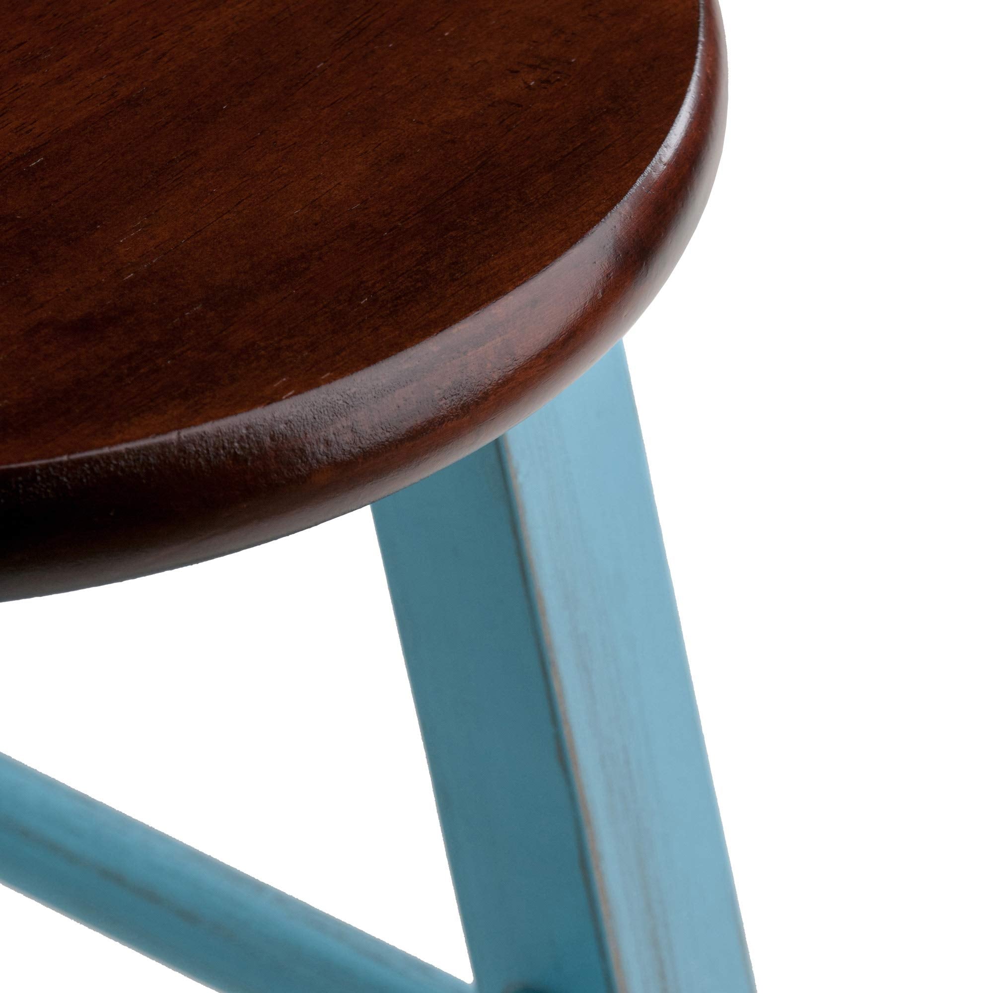 Winsome Wood Ivy Bar Stool, Rustic Light Blue And Walnut, 29&quot;