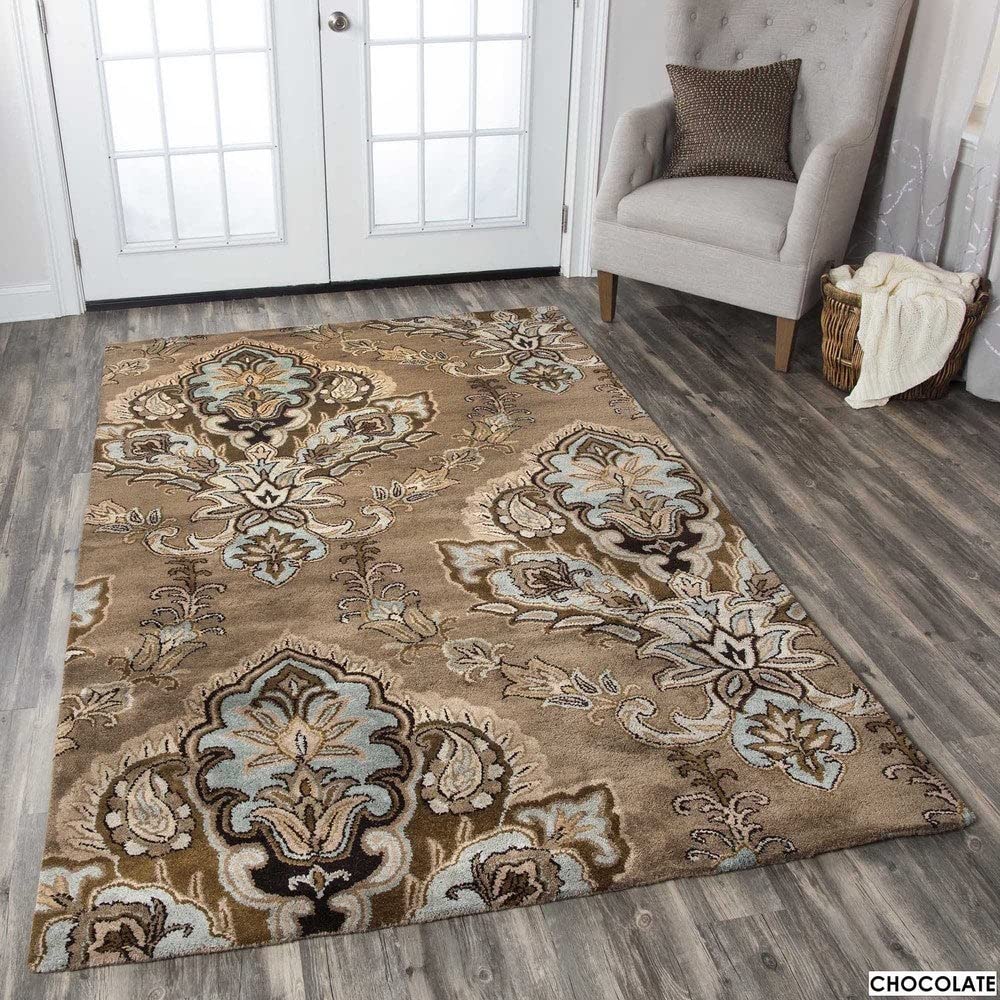 Rizzy Home Alora Decor Sareena 5' X 8' Ornamental Brown/Dk Brown/Blue/Khaki/Tan Area Rug