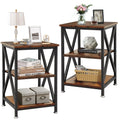 End Tables Living Room Set Of 2 Farmhouse, Side Table With Storage Shelf, 16inch W X 12inch D X 24inch H, 3 Tier Side Table Set Of 2, Xs