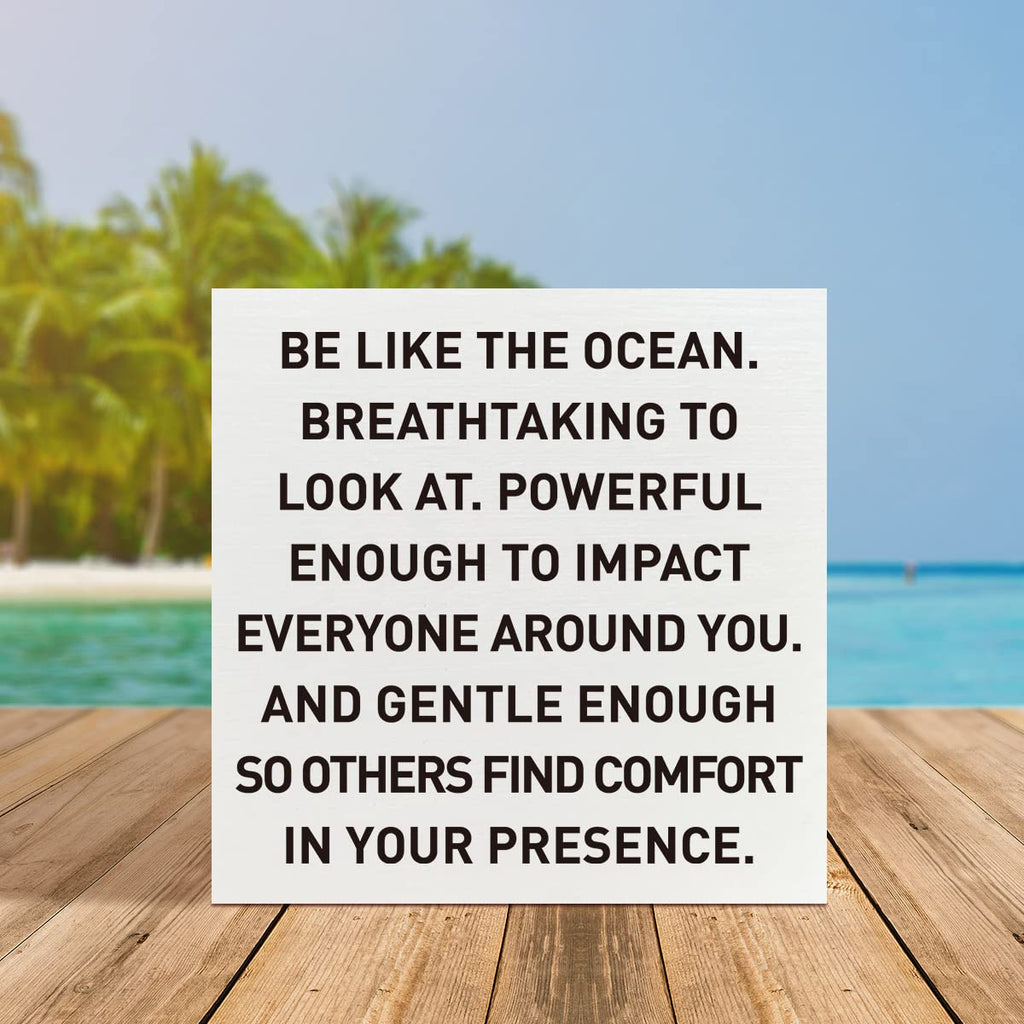 Farmhouse Beach Wooden Box Sign, Be Like The Ocean, Summer Beach Decor For Home Bedroom Bathroom, Inspirational Beach House Ocea
