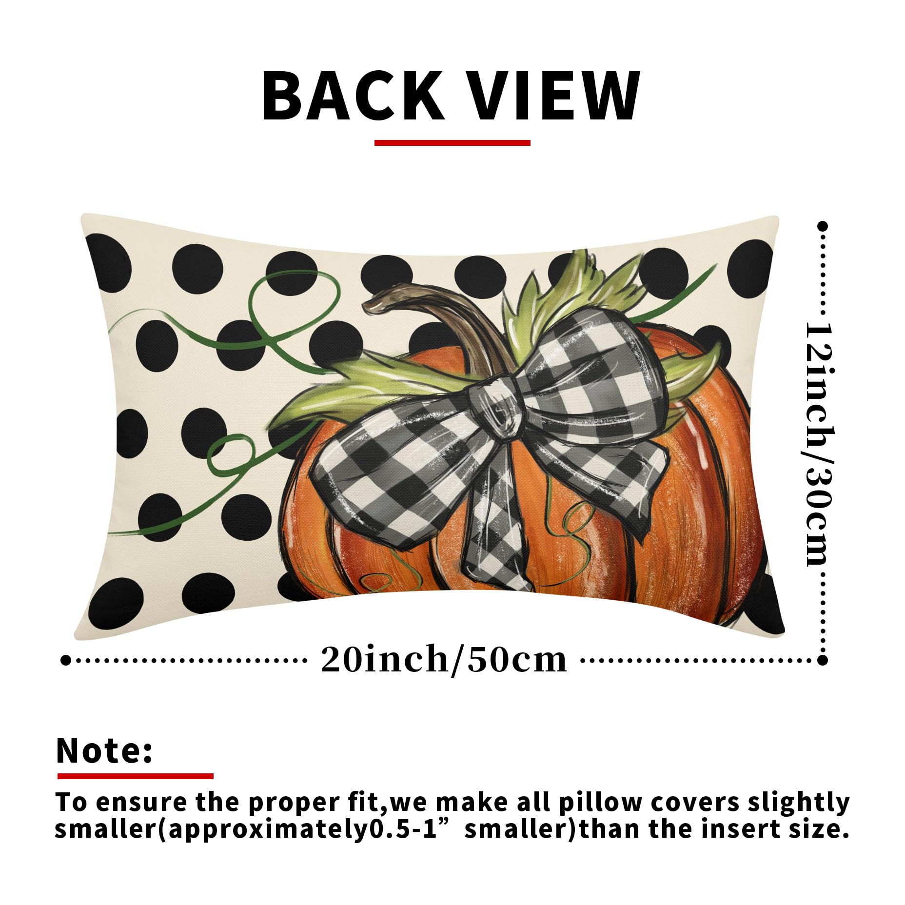 Fall Polka Dot Pumpkin Lumbar Pillow Covers 12X20 Inch Autumn Harvest Thanksgiving Rectangle Pillow Cases Orange Seasonal Throw