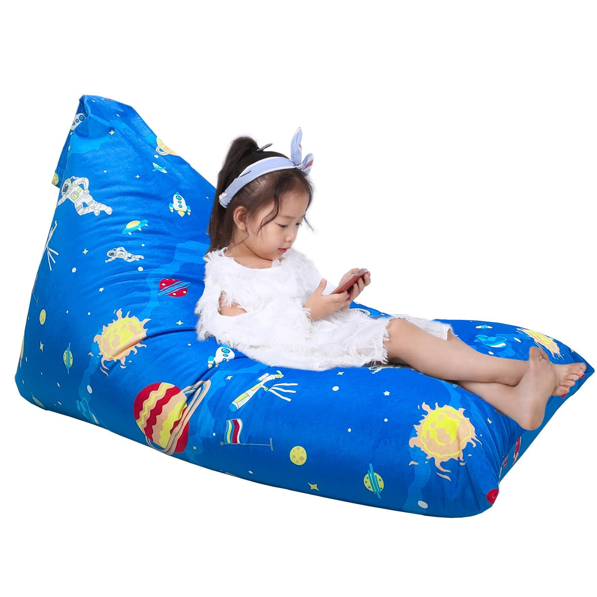 Jorbest Stuffed Animal Storage, Soccer Stuffed Animal Bean Bag Storage, Bean Bag Chair Cover For Kids, Luxury Velvet Stuffie Seat - Cover Only (200 L/52 Gal)