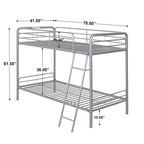 Better Home Products Twin Over Twin Metal Bunk Bed in Gray