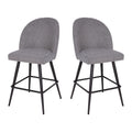 Flash Furniture Lyla Commercial Grade Modern Armless Counter Stools-Gray Faux Linen Upholstery-26 Barstool-Contoured Backrest-St