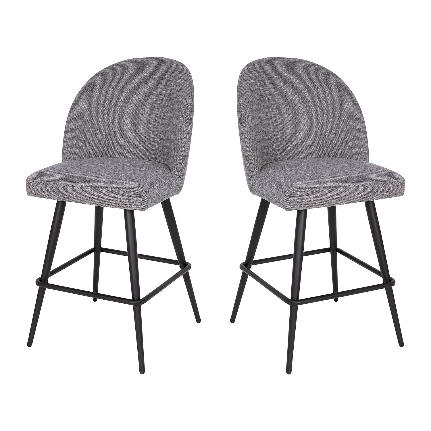 Flash Furniture Lyla Commercial Grade Modern Armless Counter Stools-Gray Faux Linen Upholstery-26 Barstool-Contoured Backrest-St