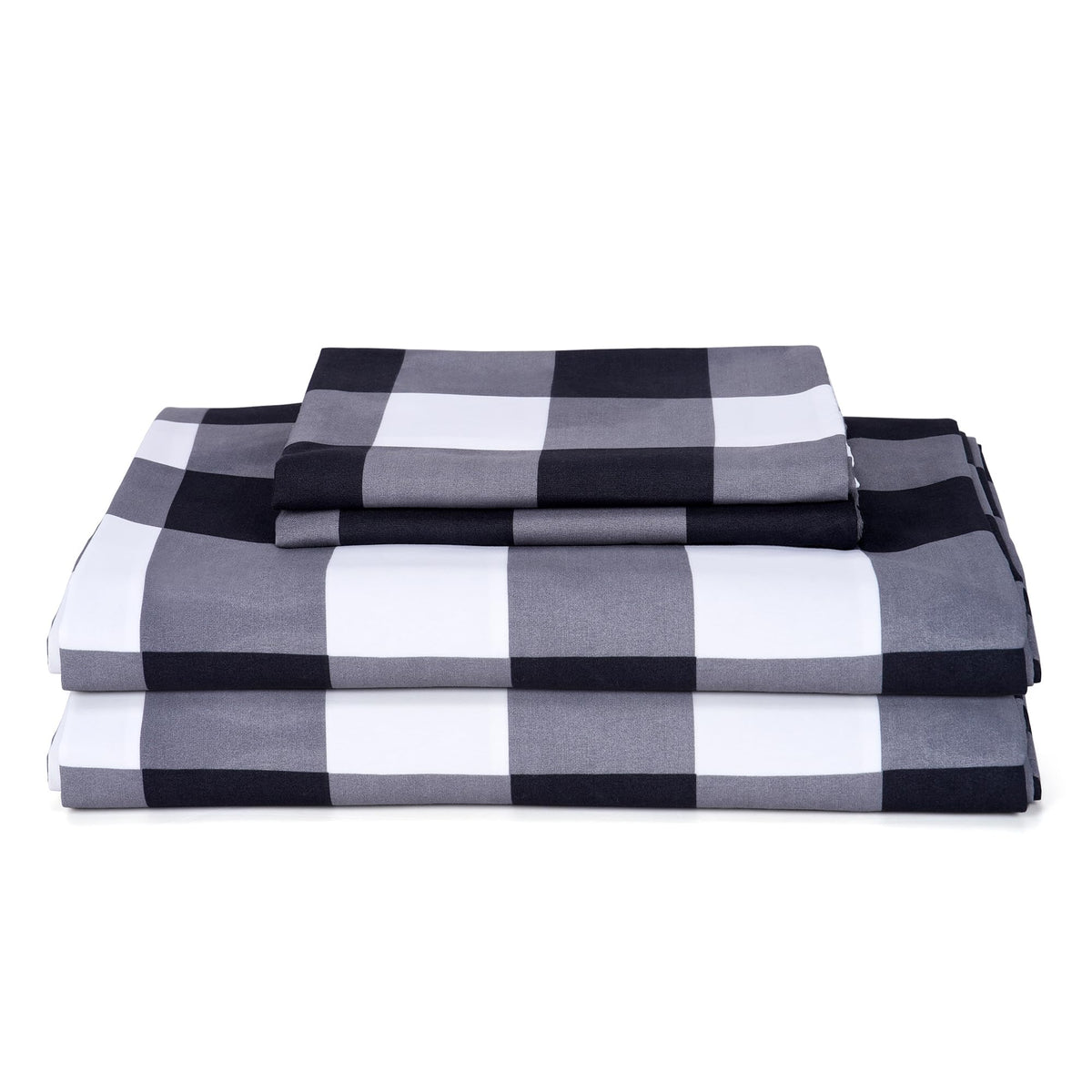 Bed Sheet Set 3 Piece -Twin Size-Soft Durable Microfiber Bedding Sheet Set,Deep Pocket,Stain,Fade & Wrinkle Resistant (Plaid Bla