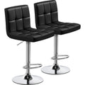 Yaheetech Bar Stools Set of 2, Adjustable PU Leather Swivel Barstools, Modern Counter Stools with Back and Footrest, Counter Hei