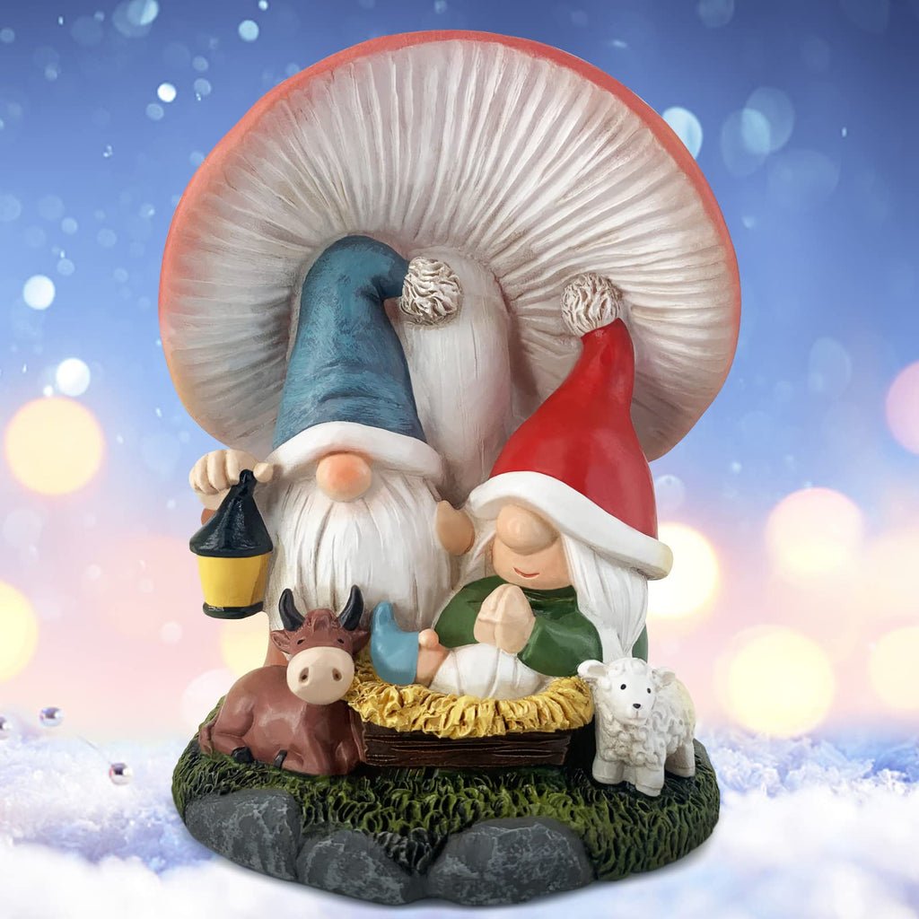 Hodao Christmas Decoration Indoor Home Decor-3.2'L 3.2'W 4.3'H Gnome Nativity Sets-Nativity Scene Xmas Holiday Decor For Tabl