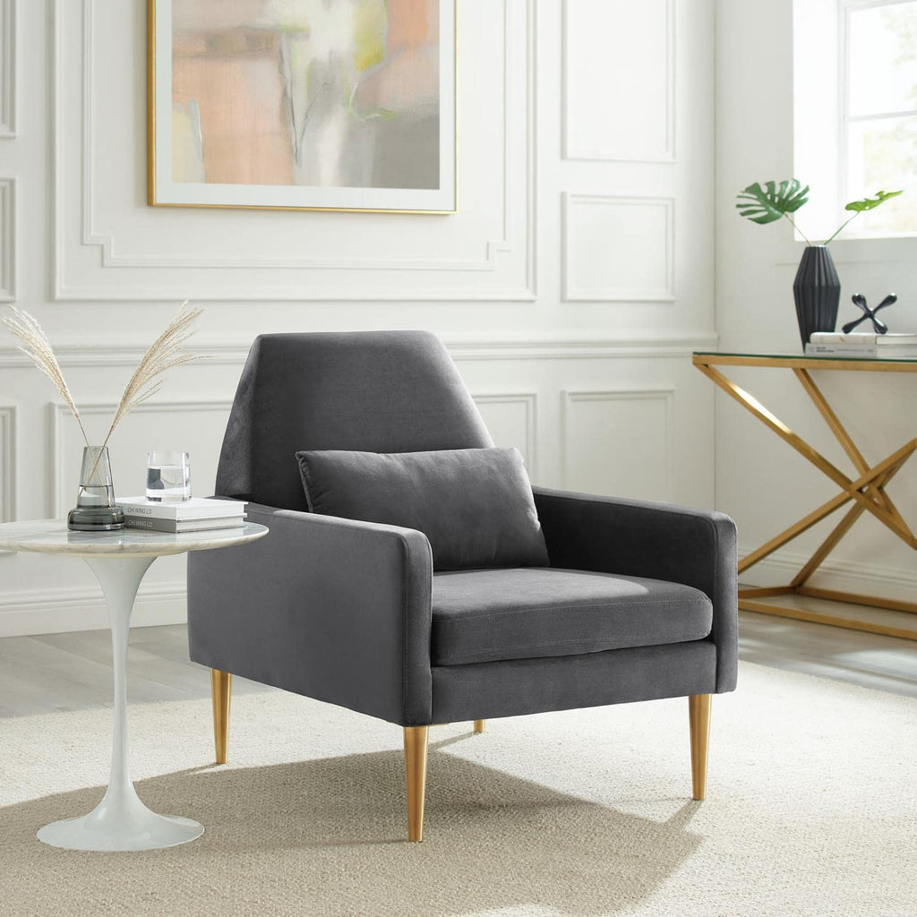 Modway Liliana Performance Velvet Armchair With Charcoal Finish Eei-5021-Cha