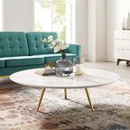Modway Lippa 47" Mid-Century Modern Round Coffee Table With Tripod Base In Gold White