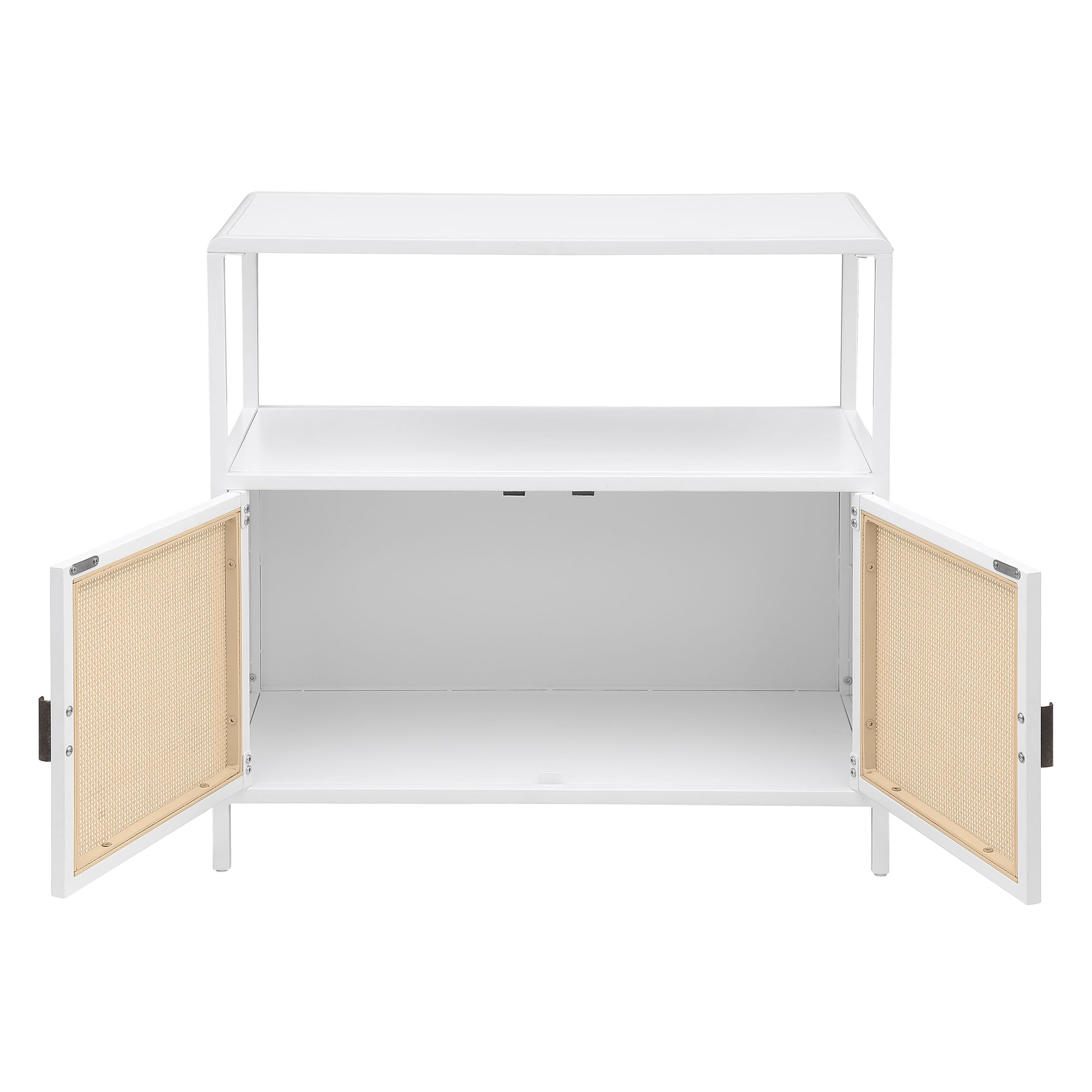 Coaster Home Furnishings Amherst 2-Door Radio Weave Cane Metal Accent Cabinet White