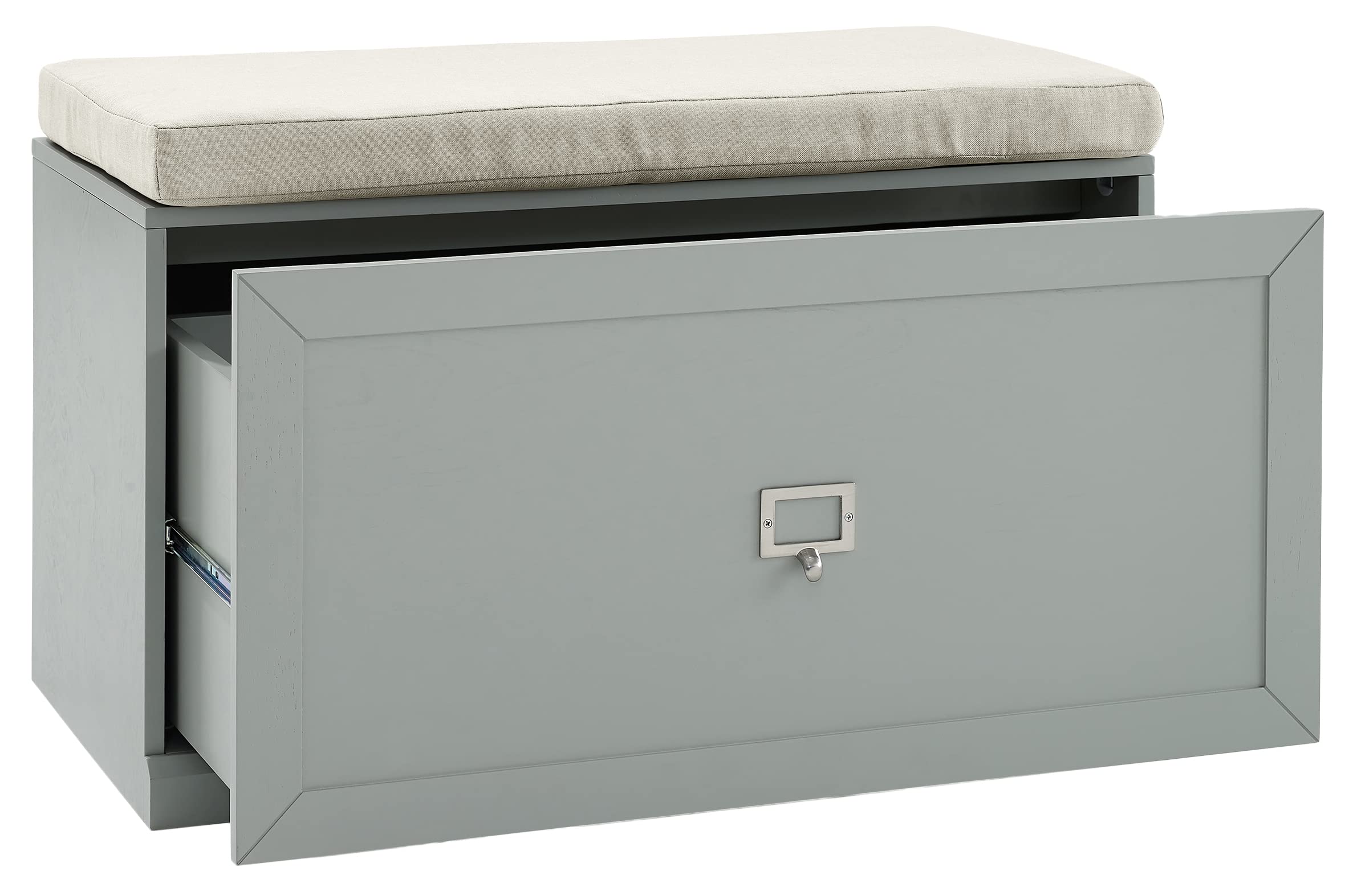 Crosley Furniture Harper Entryway Storage Bench with Shoe Rack Organizer Drawer, Gray