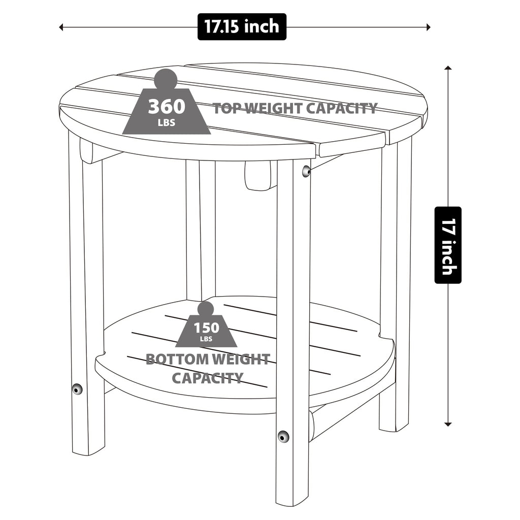 Lzrs Round Adirondack Side Table Double End Table, Outdoor Side Tables For Patio, Backyard,Pool, Indoor Companion, Easy Maintenance & Weather Resistant(Navy Blue)