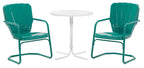 Crosley Furniture Ridgeland 3-Piece Outdoor Bistro Set, Retro Metal Patio Table and Chairs for Dining, Porch, Turquoise Gloss
