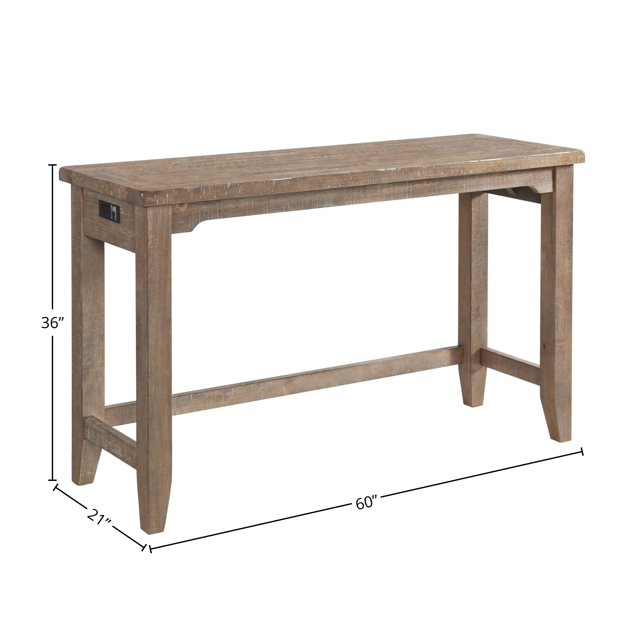 Intercon Highland 60" Sofa Bar Table with 4 Legs, Sandwash