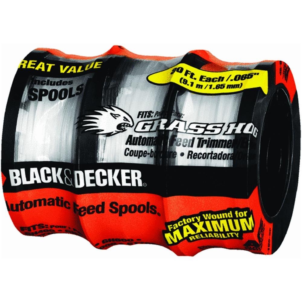 Black+Decker Weed Eater Spool, Trimmer Line, 3-Pack, 30-Feet Of Replacement Spool, 0.065-Inch Diameter Line (Af1003Zp)