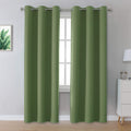 Dualife Sage Green Blackout Curtains 42 X 96 Inch Long Set Of 2 Panels For Bedroom Thermal Insulated Grommet Room Darkening Wind