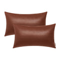 Brawarm Light Brown Leather Throw Pillows 12 X 20 Inches - Snake Leather Pillow Covers Pack Of 2, Faux Leather Decorative Lumbar