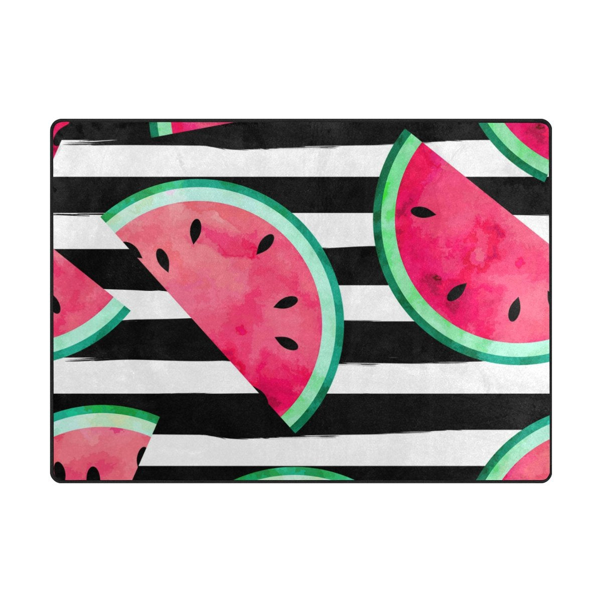 My Little Nest Area Rug Watercolor Watermelon Pieces Stripes Lightweight Non-Slip Soft Mat 4'10&quot; X 6'8&quot;, Memory Sponge Indoor Outdoor Decor Carpet For Living Dining Room Bedroom Office Kitchen