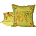 Little India Hand Embroidered Work Cotton 2 Piece Cushion Cover Set  Orange (Dli3Cus832)