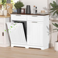 METOTI Double Tilt Out Trash Can Cabinet with Deodorizing Function & Charging Station, 2 x 10 Gallon Hidden Laundry Hamper Cabin