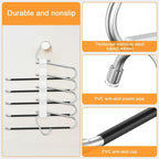 Loretoy 4 Pack Pants Hangers Space Saving, Anti-Slip Multi-Functional Pants Rack, Thickened Stainless Steel Tube Two Hanging Mod