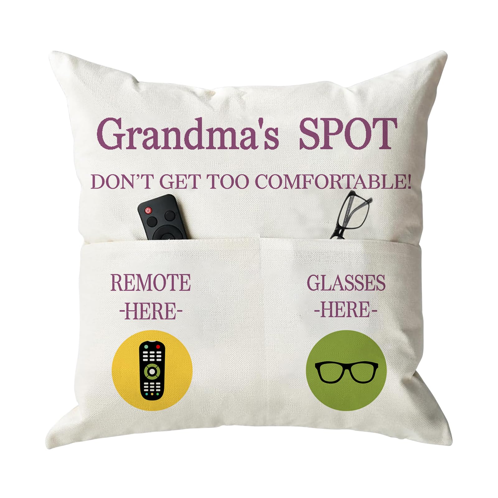 Onfaon Grandma Gifts, Grandma'S Spot Throw Pillow Covers 18X18 Inch,Birthday Christmas Hanksgiving Day Gifts For Grandma Mom,2-P