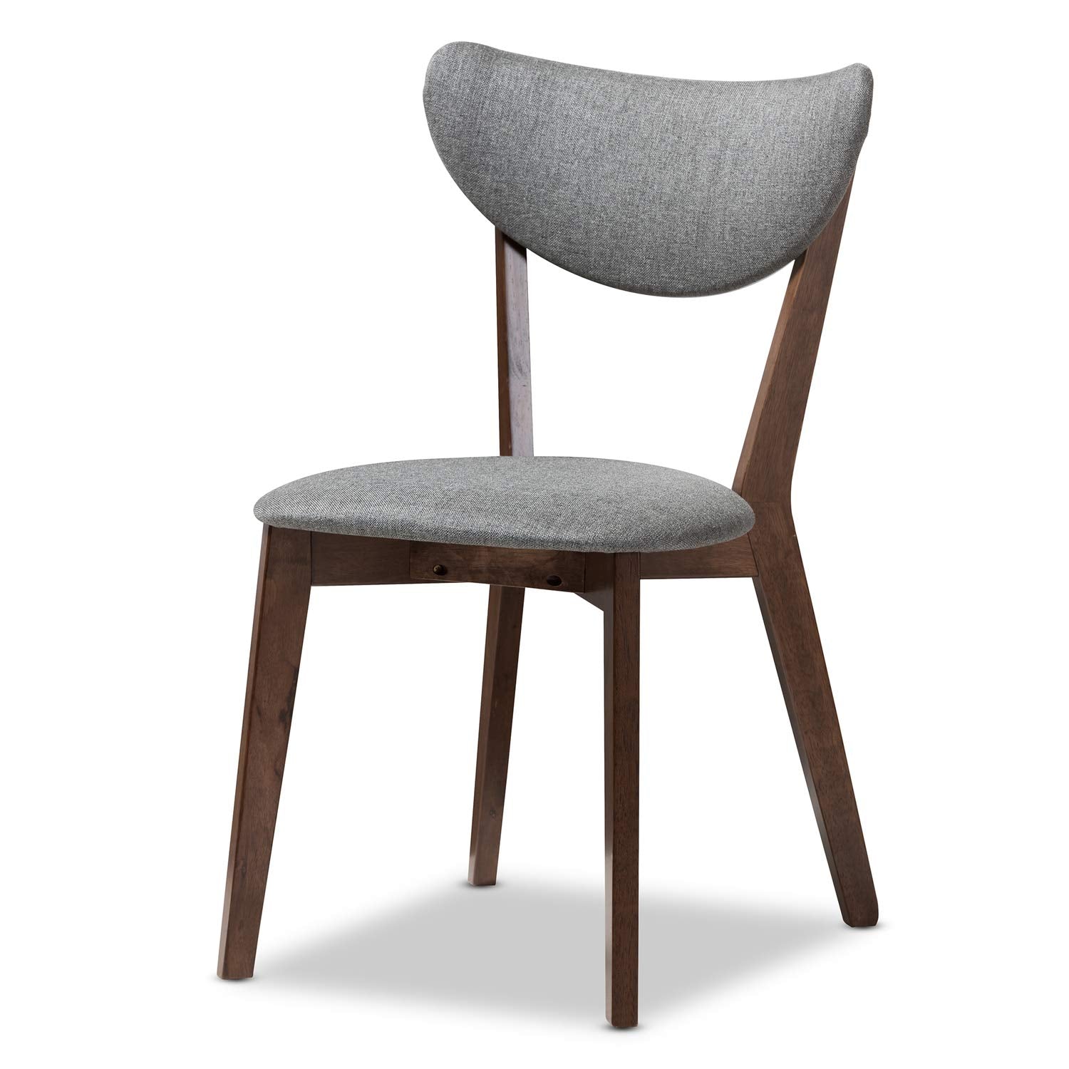 Baxton Studio Hadrea Mid-Century Modern Walnut-Finished Dark Grey Fabric Upholstered 5-Piece Dining Set Grey//Medium Wood/Mid-Century/Table/Fabric Polyester 100%&quot;/Rubber Wood/Foam