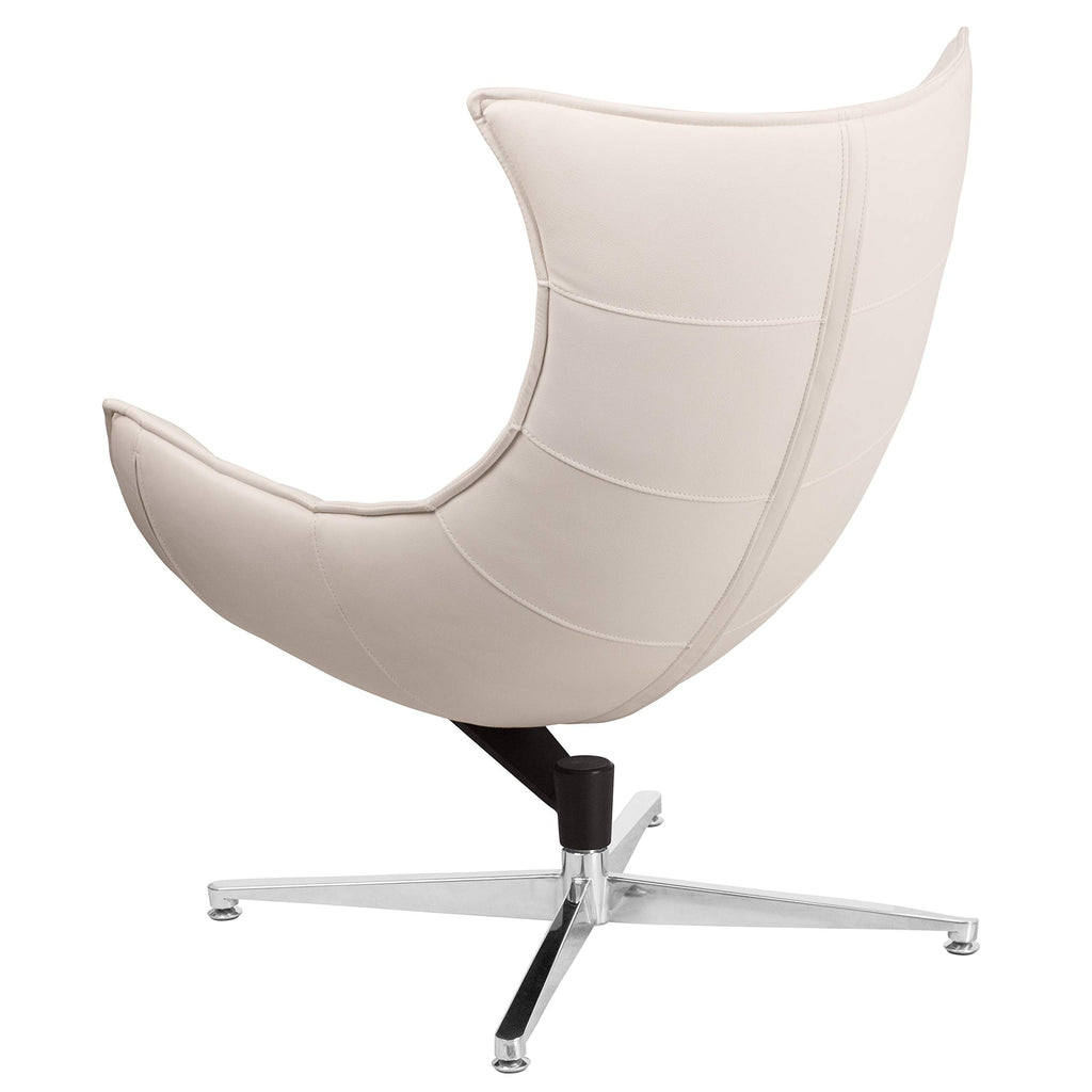 Flash Furniture Pasithea White LeatherSoft Swivel Cocoon Chair