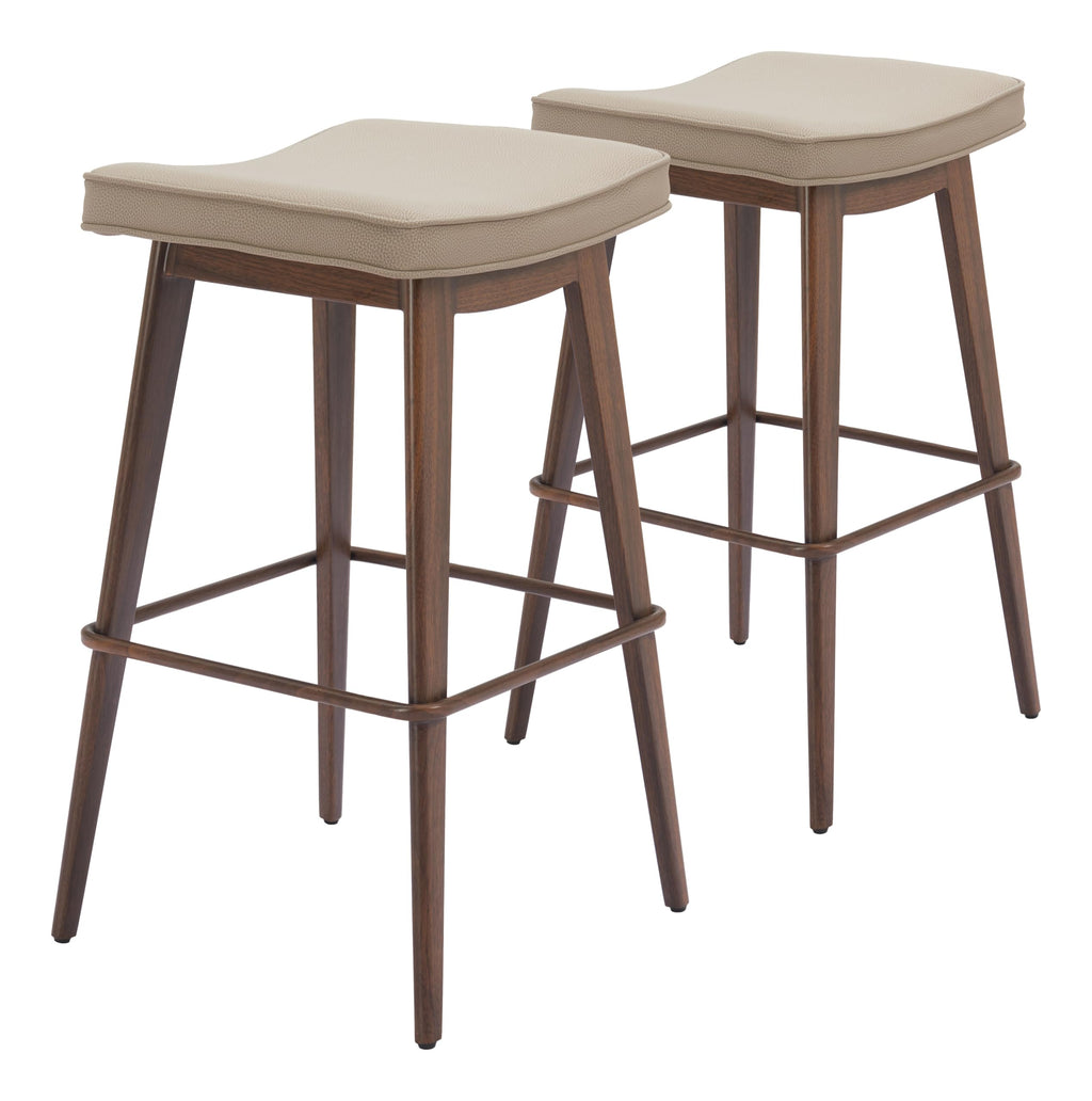 Zuo Divat Counter Stool Beige & Walnut