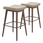 Zuo Divat Counter Stool Beige & Walnut
