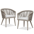 Purple Leaf 2 Pieces Outdoor Dining Chairs All-Weather Rattan For Lawn Garden Backyard Deck Patio Dining Chairs With Cushions, C