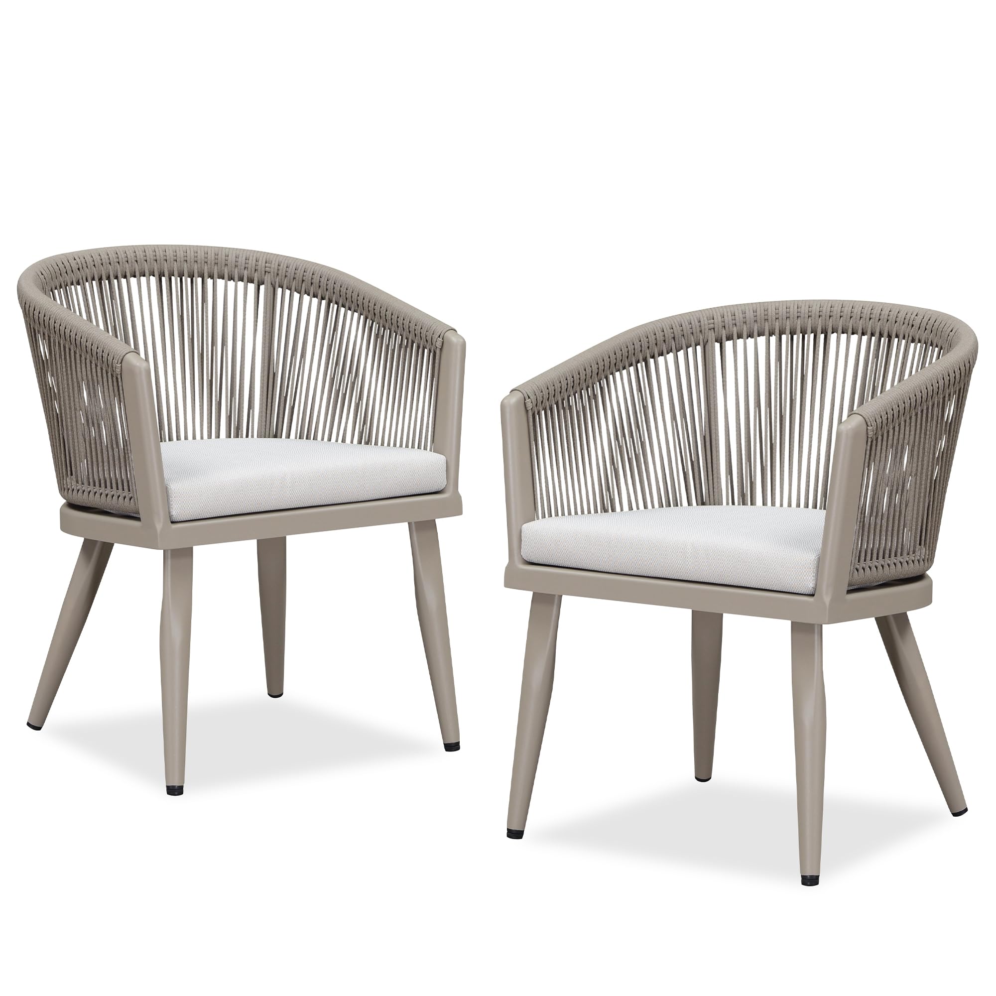 Purple Leaf 2 Pieces Outdoor Dining Chairs All-Weather Rattan For Lawn Garden Backyard Deck Patio Dining Chairs With Cushions, C