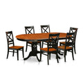 East West Furniture PLQU7-BCH-W 7 Piece Dining Set Consist of an Oval Dining Room Table with Butterfly Leaf and 6 Kitchen Chairs, 42x78 Inch, Black & Cherry