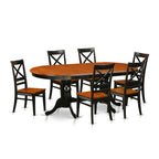 East West Furniture PLQU7-BCH-W 7 Piece Dining Set Consist of an Oval Dining Room Table with Butterfly Leaf and 6 Kitchen Chairs, 42x78 Inch, Black & Cherry