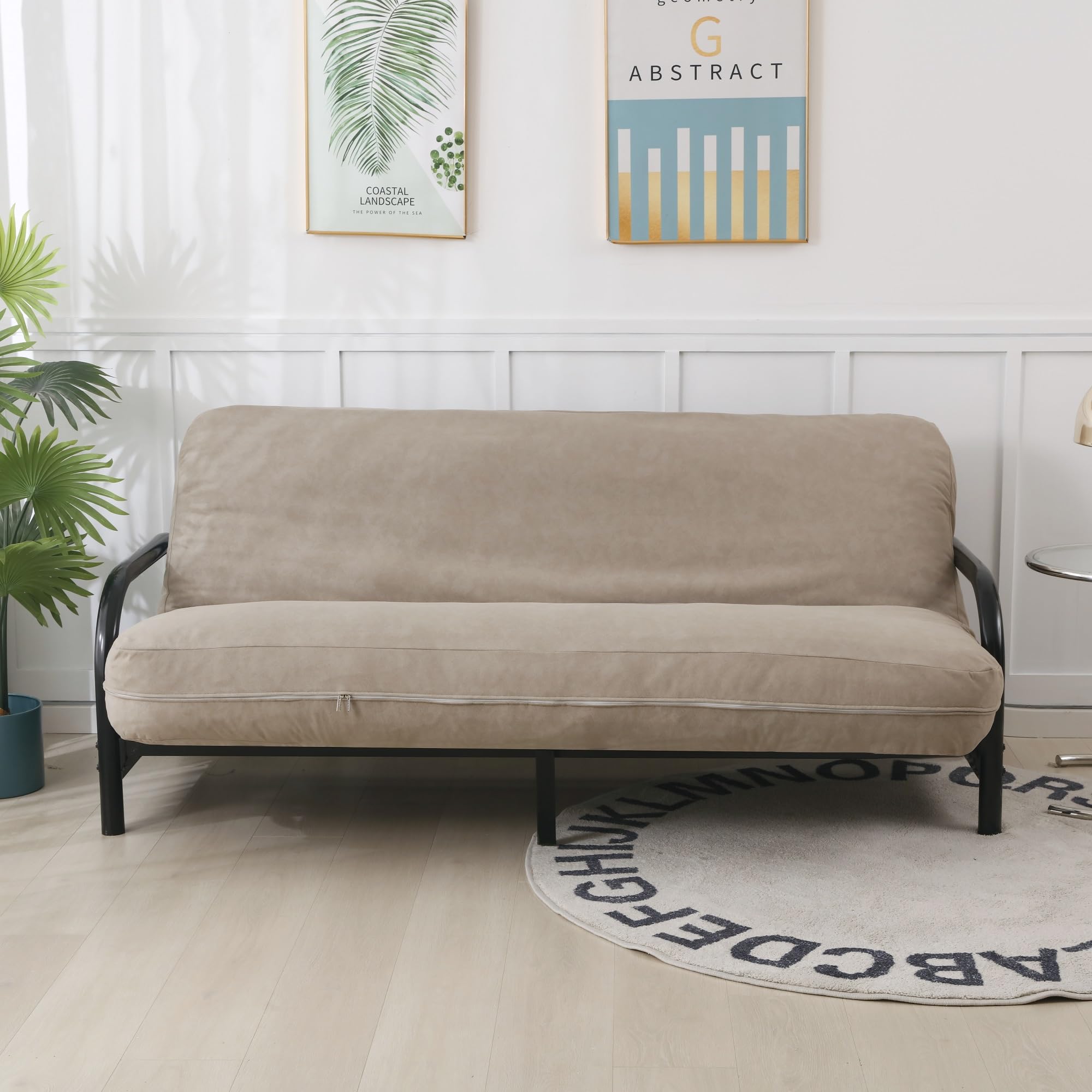 Octorose Twin Size 39X75X8Inch 3 Side Zipper Waterproof Micro Suede Futon Cover/Sofa Day Bed Mattress Cover/Couch Protector (Cov