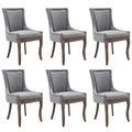 Aoowow Fabric Vintage Upholstered Side Chairs Set Of 6, Farmhouse Solid Wood Kitchen Dining Room Chairs With Nailheads Solid Woo