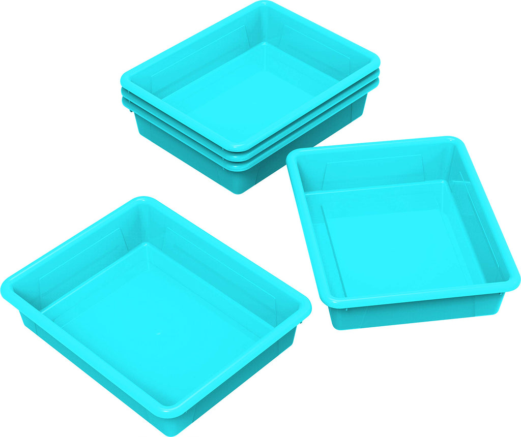 Storex(62522U05C) Letter Size Flat Storage Tray - Organizer Bin For Classroom, Office And Home, Teal, 5-Pack ,10 X 13 X 3 Inches